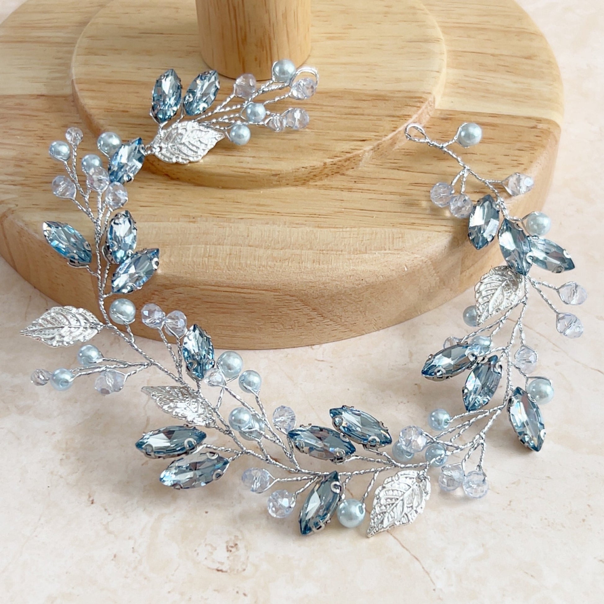 Pale blue crystal hair vine - Petal & Pearl