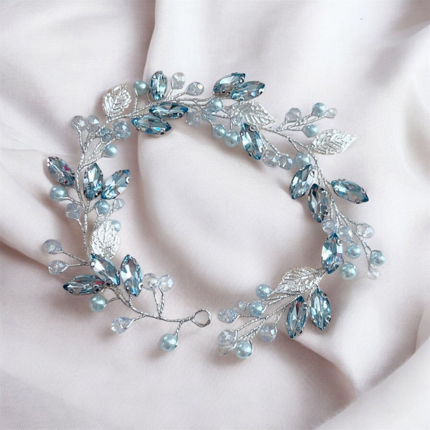 Pale blue crystal hair vine - Petal & Pearl