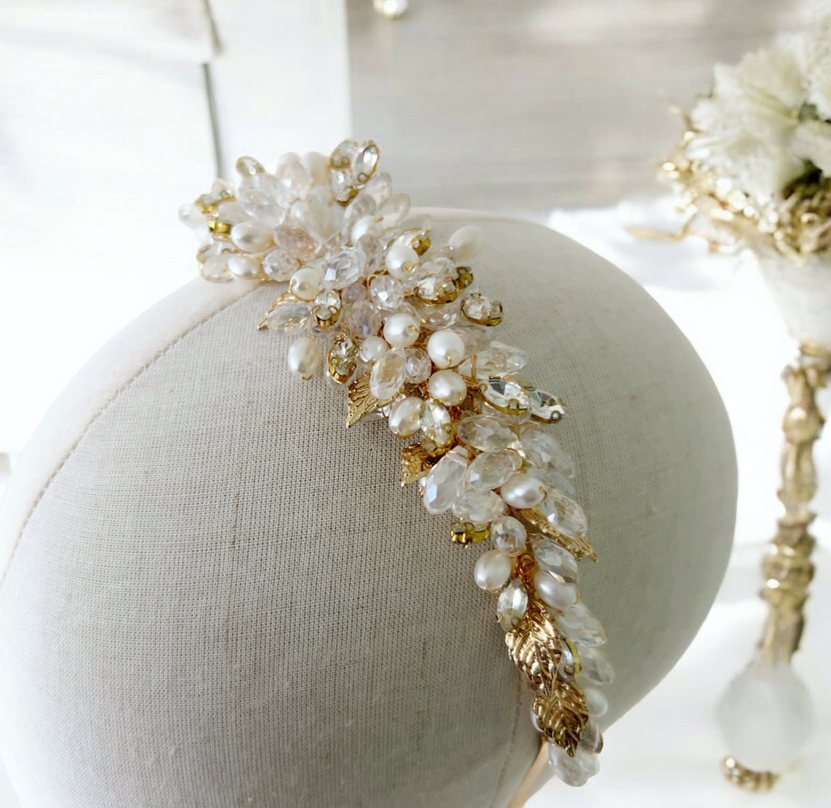 Pearl and Crystal Bridal Headband - Petal & Pearl