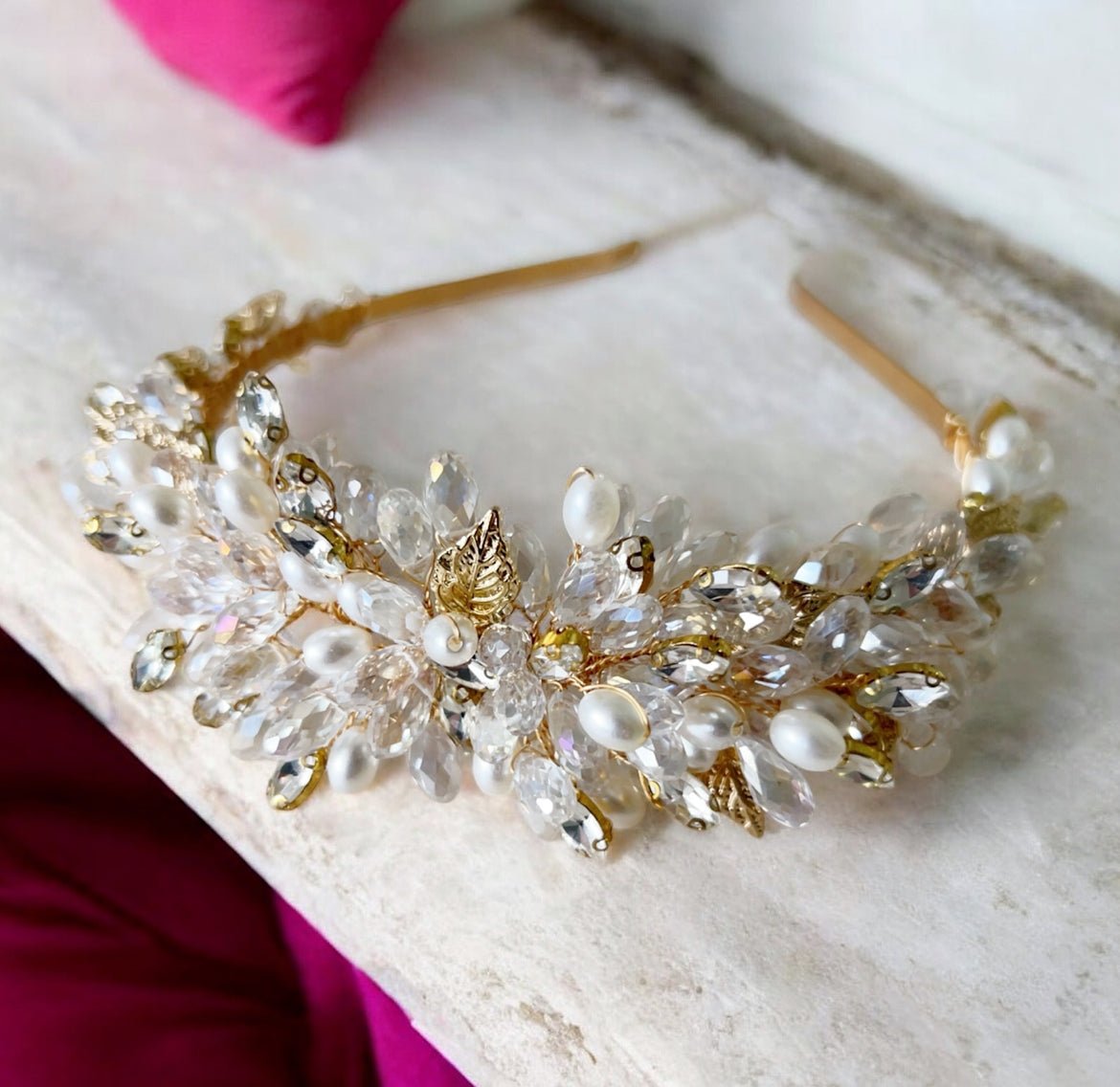 Pearl and Crystal Bridal Headband - Petal & Pearl