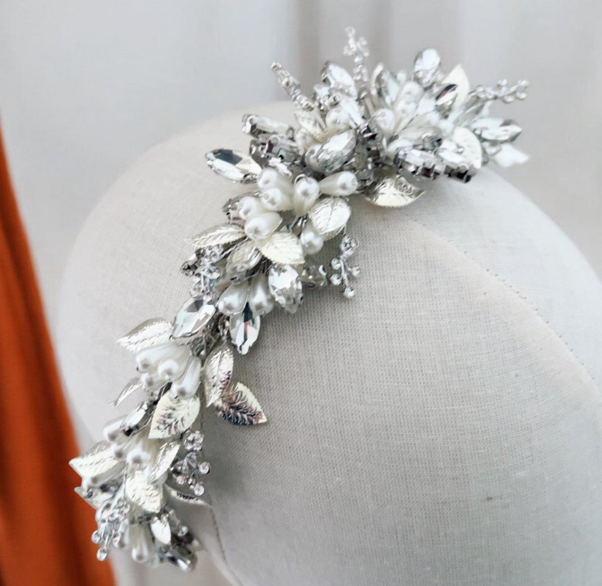 Pearl and Crystal Bridal Headband - Petal & Pearl