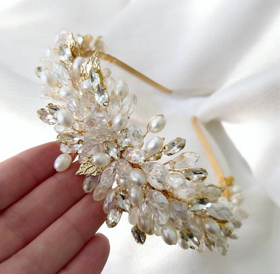 Pearl and Crystal Bridal Headband - Petal & Pearl