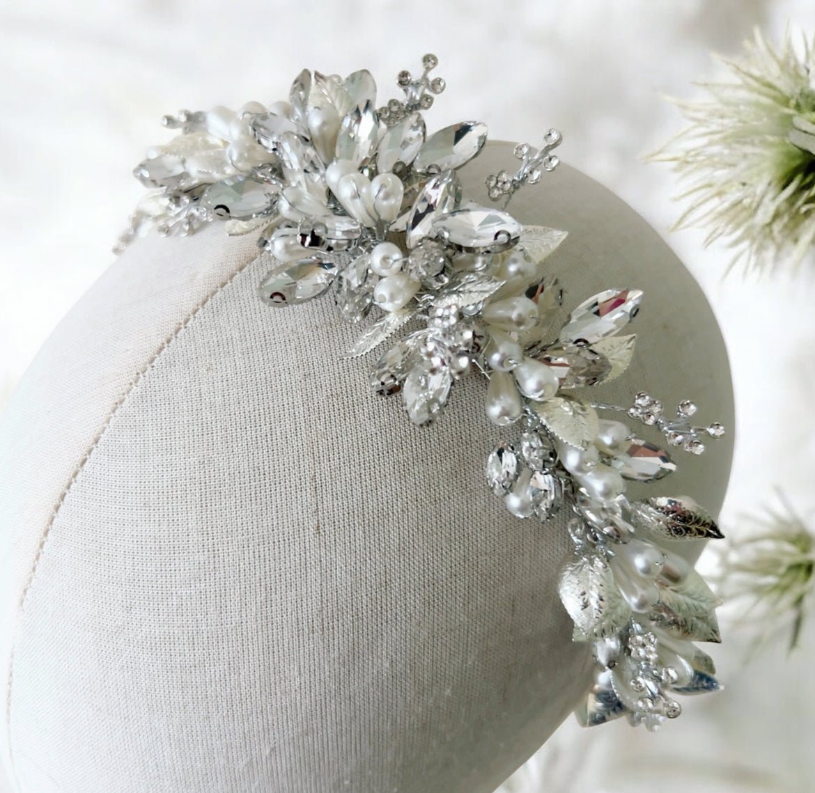 Pearl and Crystal Bridal Headband - Petal & Pearl