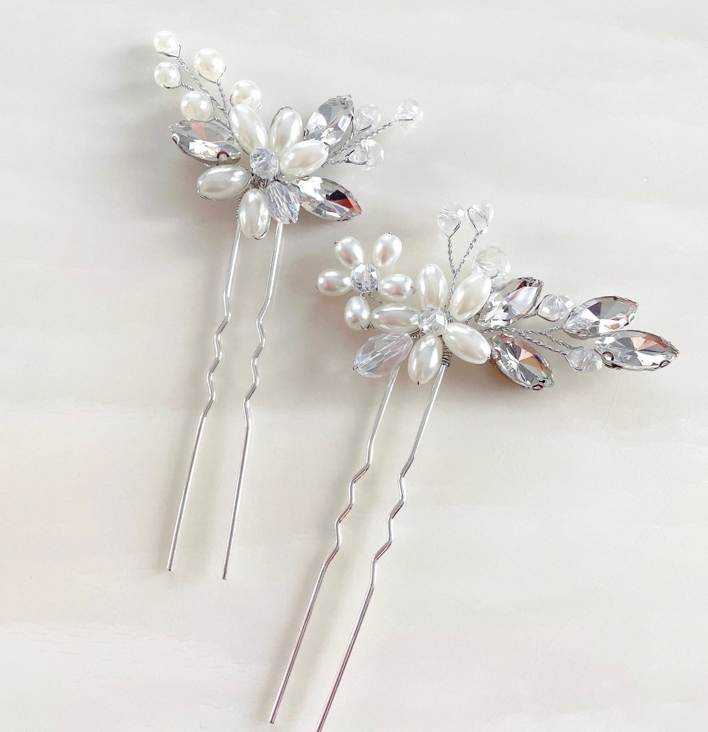 Pearl and crystal hair pins - Petal & Pearl