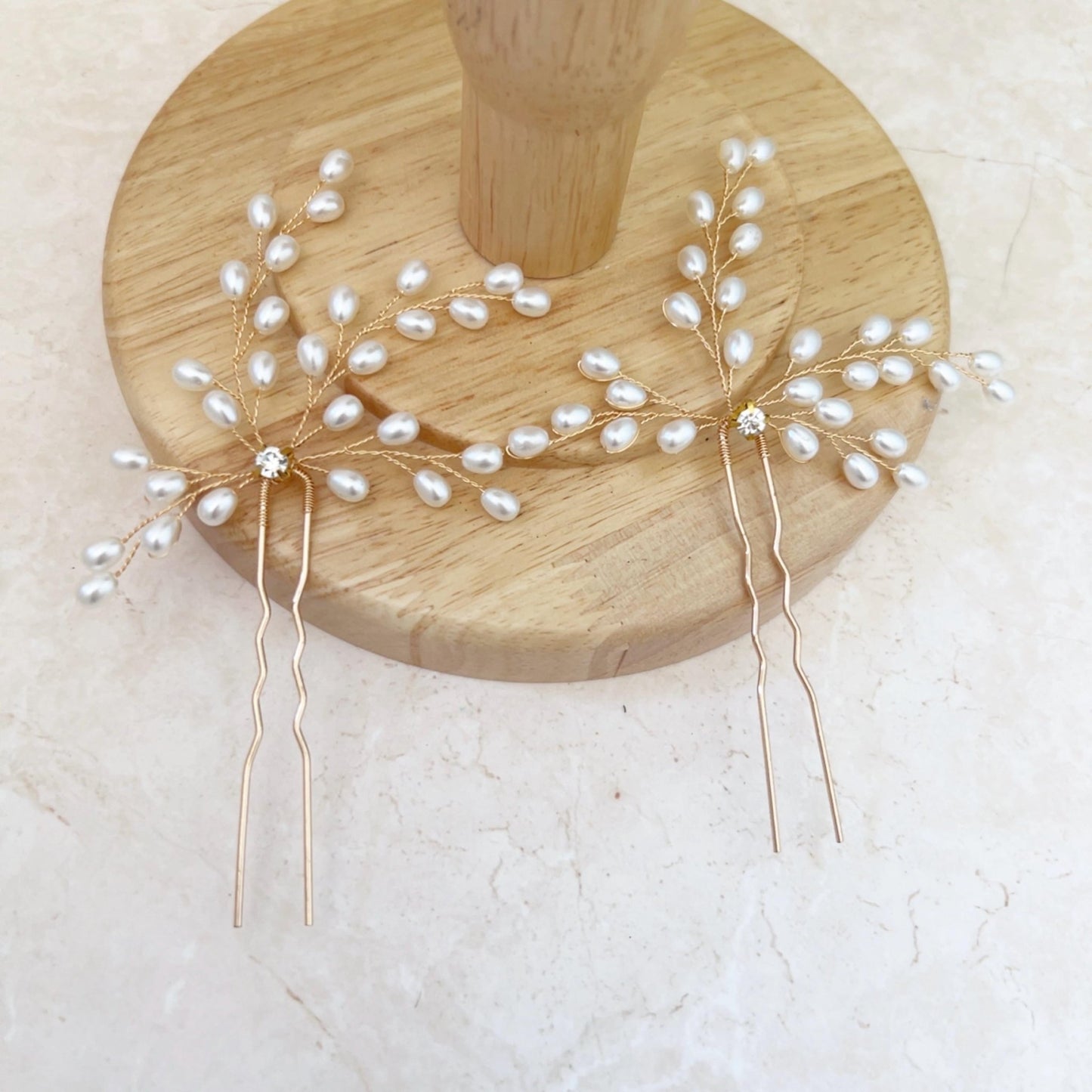 Pearl bridal hair pins - Petal & Pearl