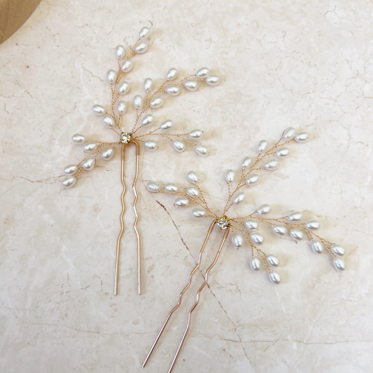 Pearl bridal hair pins - Petal & Pearl