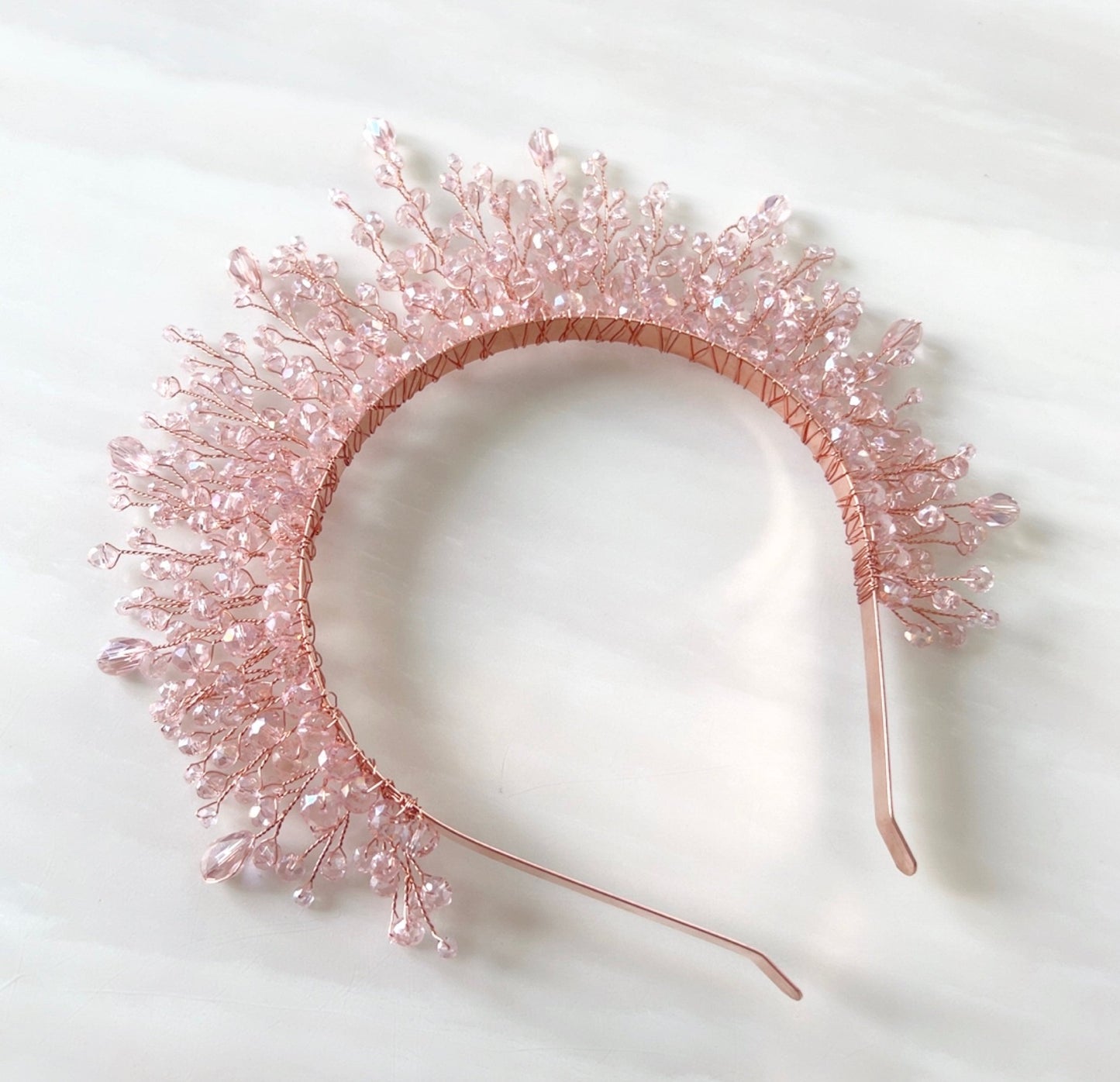 Pink crystal bridal crown - Petal & Pearl