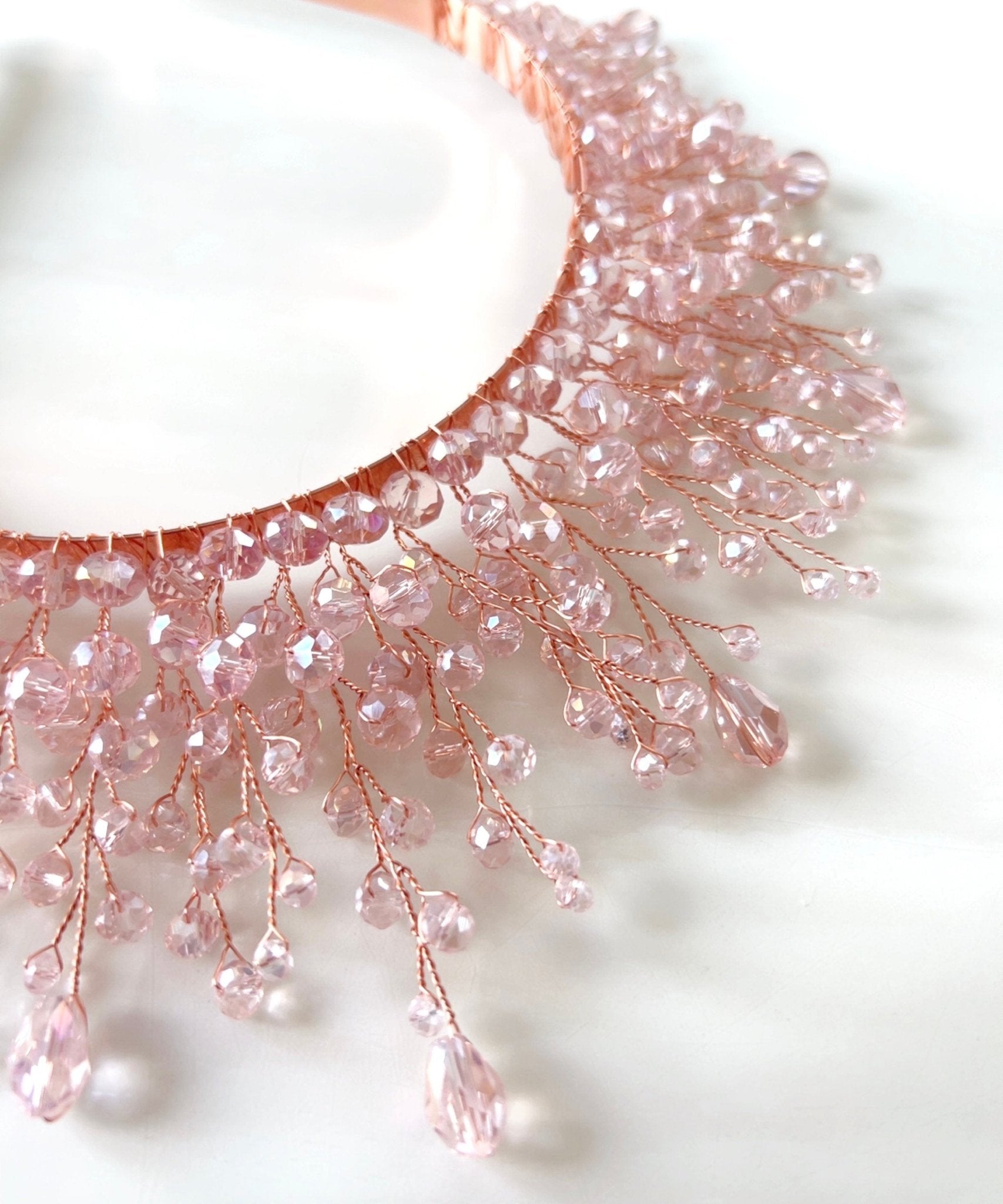 Pink crystal bridal crown - Petal & Pearl