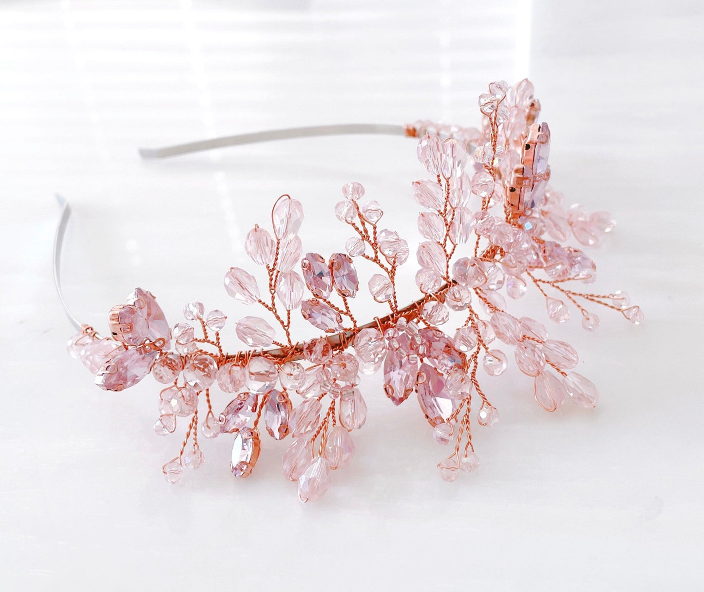 Pink crystal occasion headband - Petal & Pearl