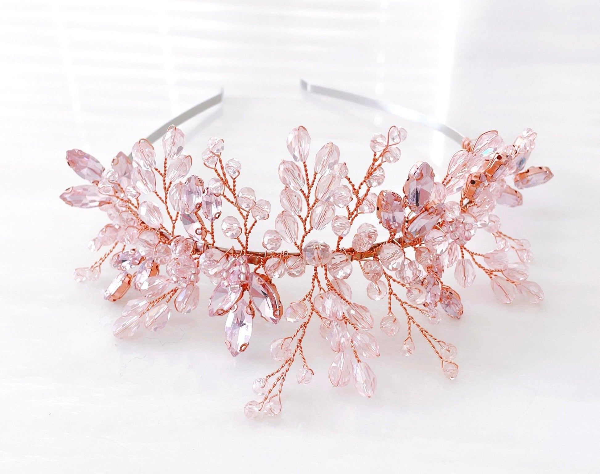 Pink crystal occasion headband - Petal & Pearl