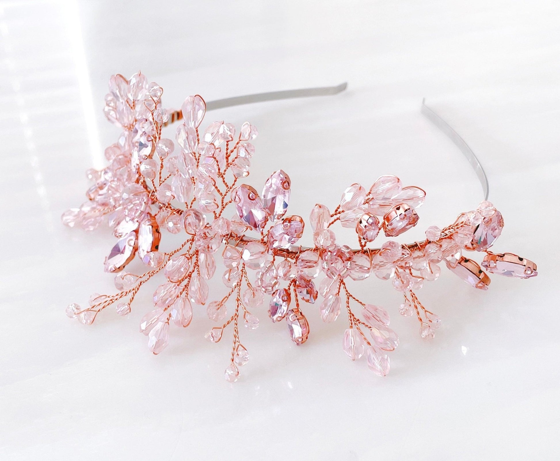 Pink crystal occasion headband - Petal & Pearl