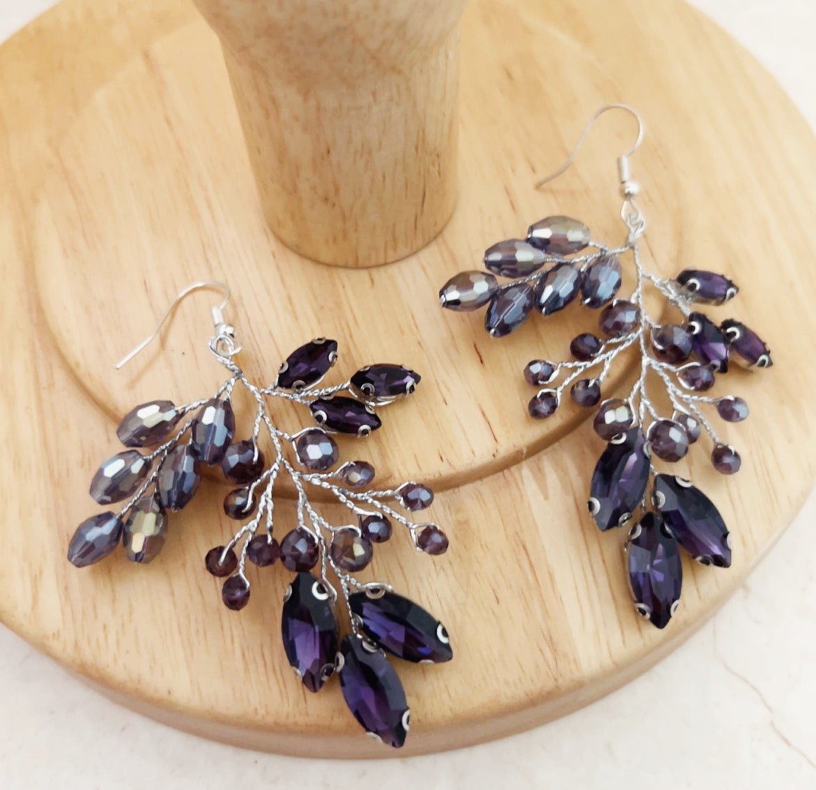 Purple statement earrings - Petal & Pearl