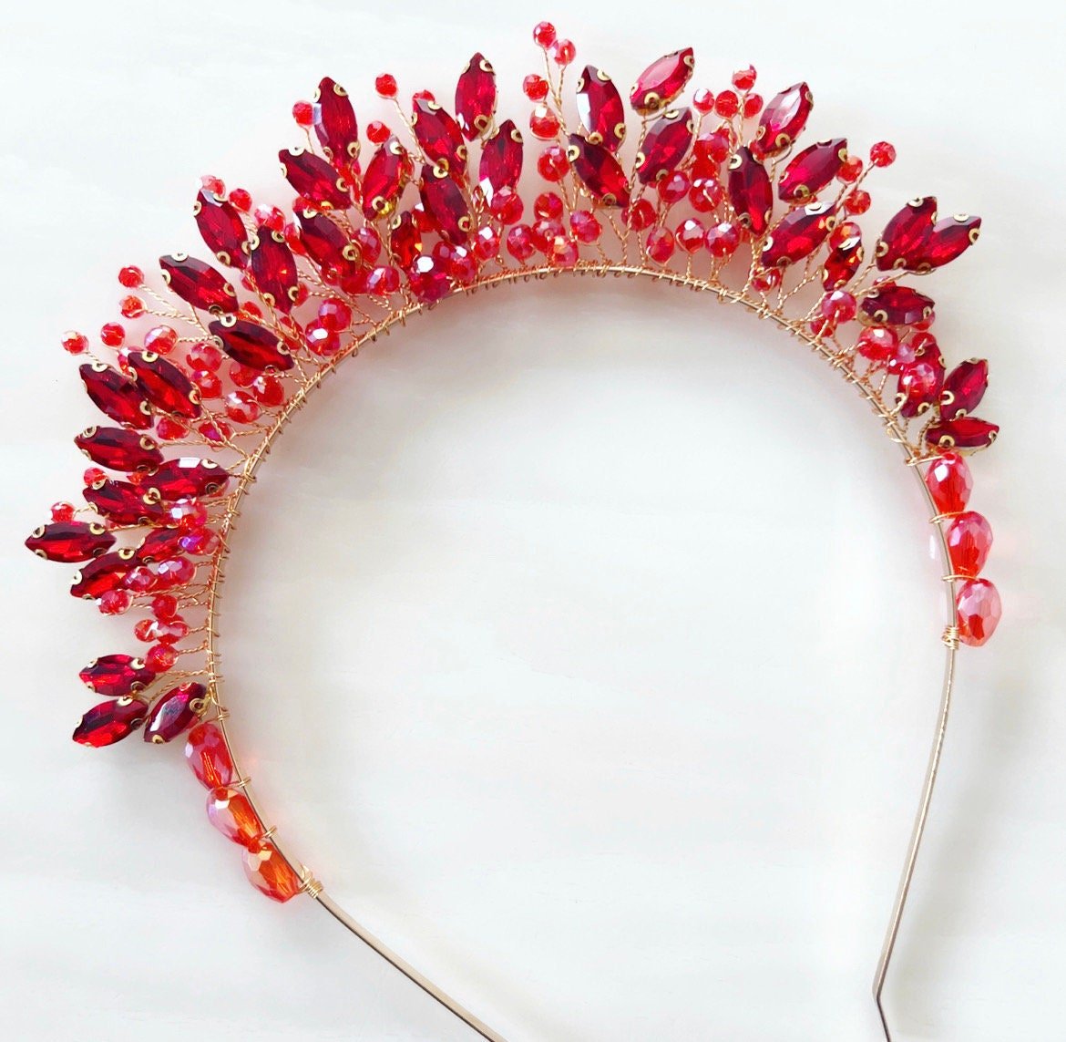 Red crystal bridal crown - Petal & Pearl