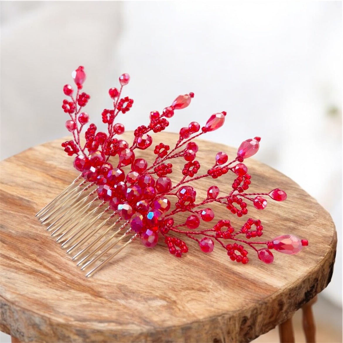 Red hair comb - Petal & Pearl