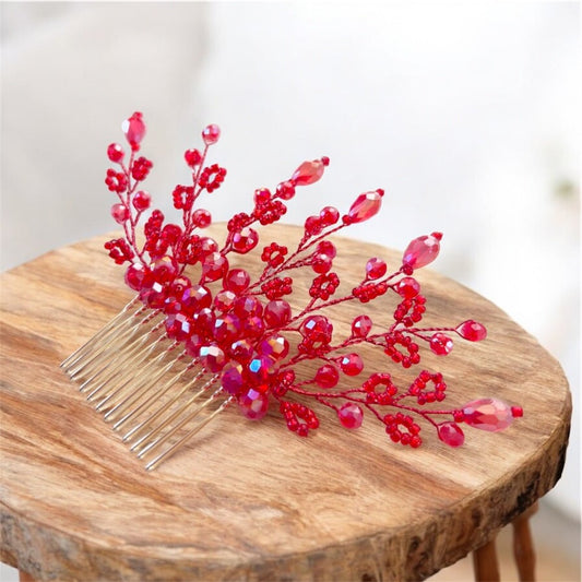 Red hair comb - Petal & Pearl