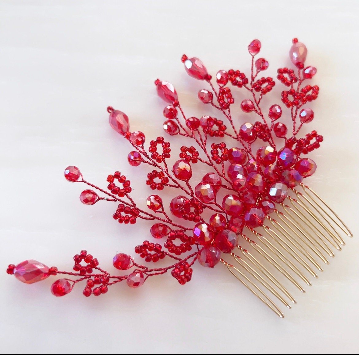 Red hair comb - Petal & Pearl