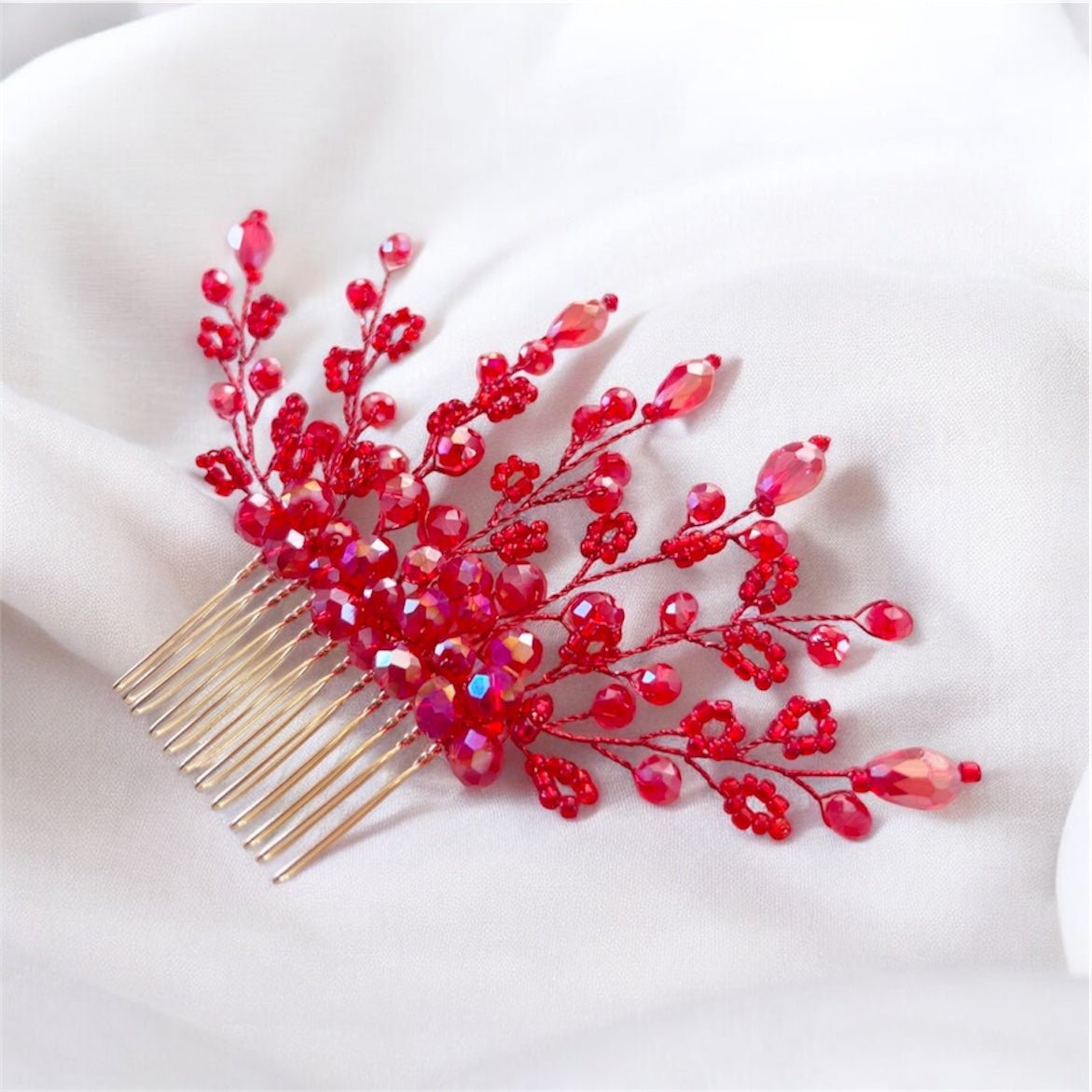 Red hair comb - Petal & Pearl