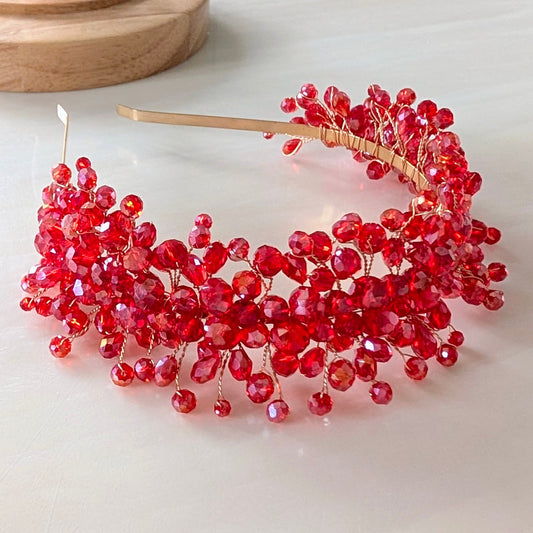 Vibrant red crystal headband