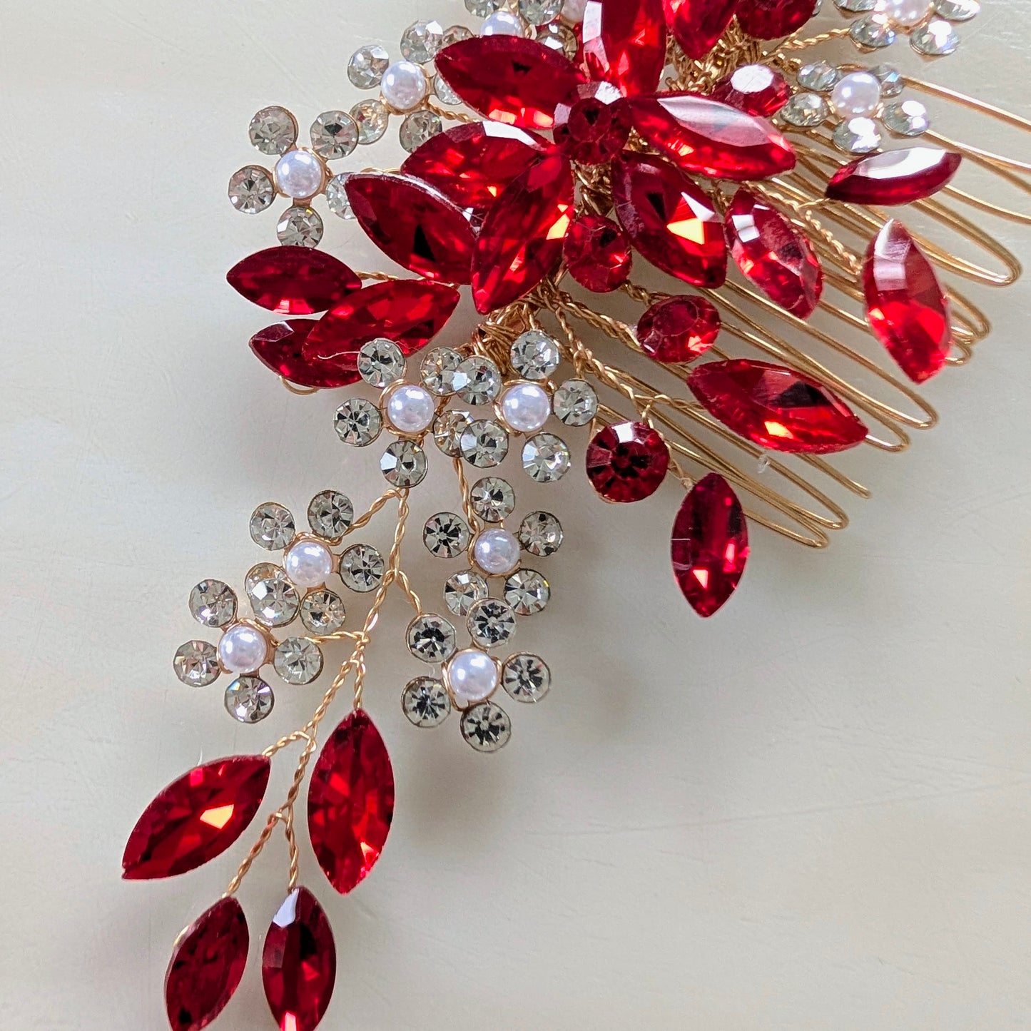 Red Crystal Hair Comb