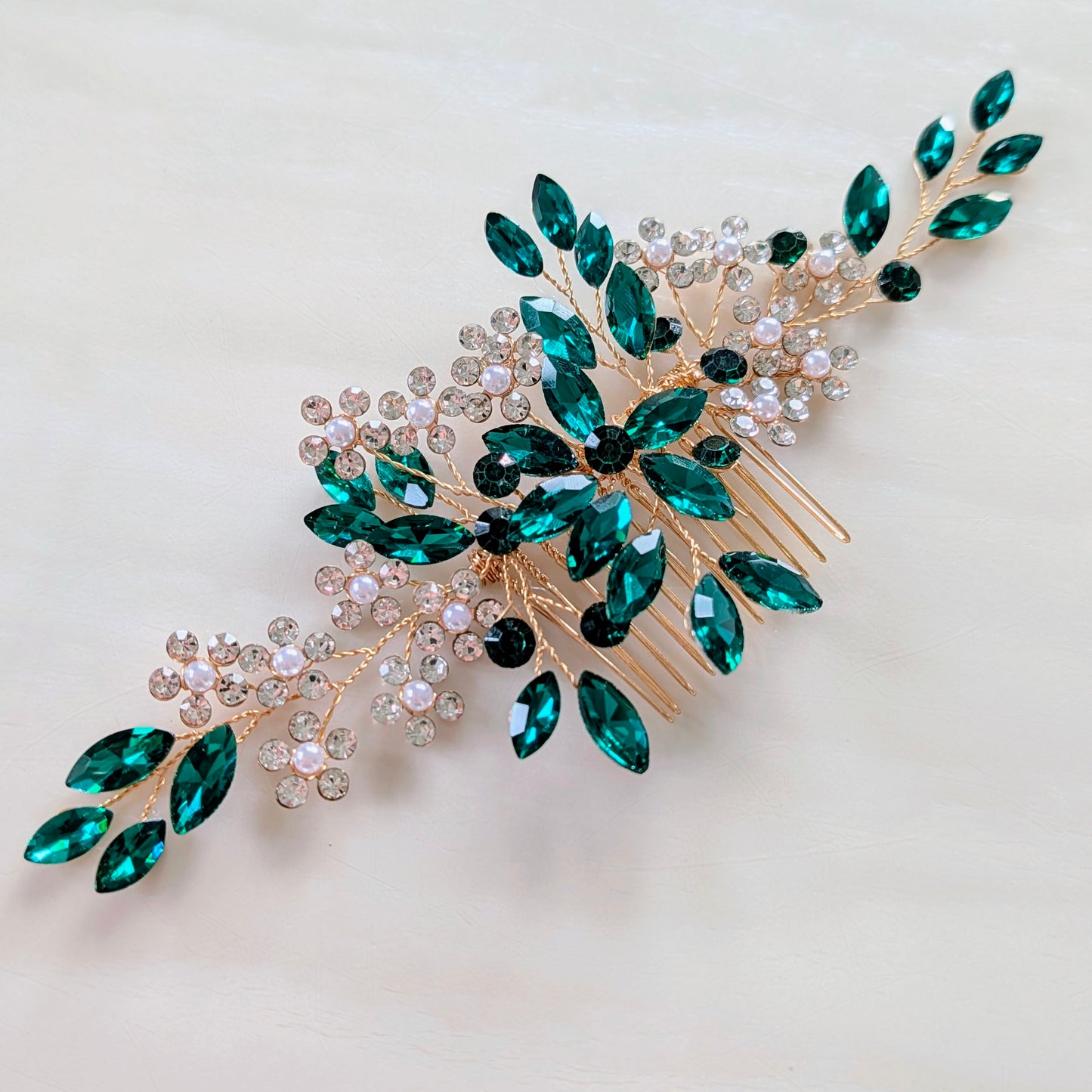 Emerald Green Crystal Hair Comb