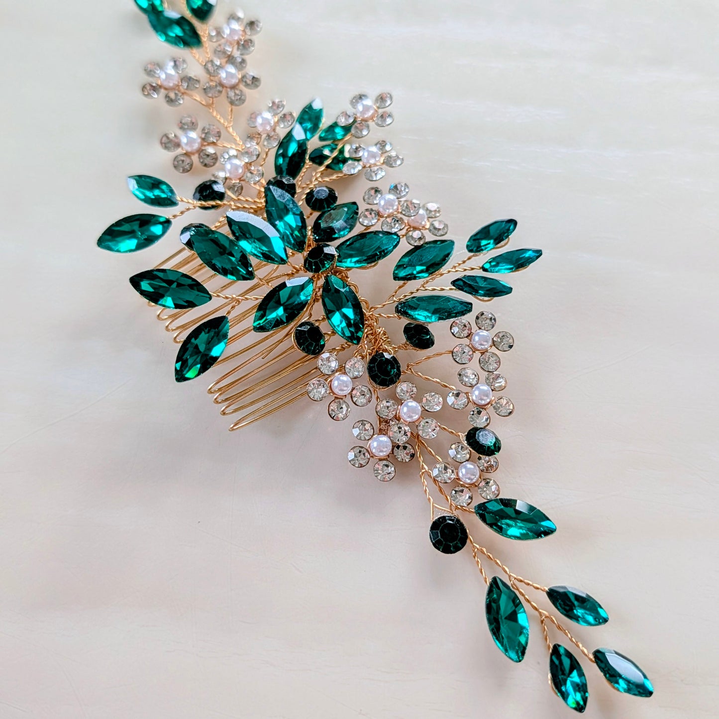 Emerald Green Crystal Hair Comb