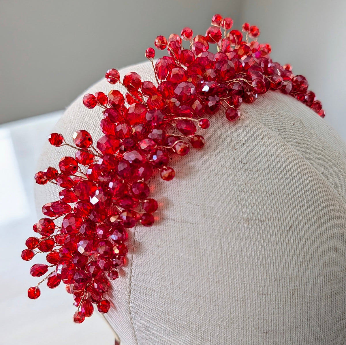 Vibrant red crystal headband