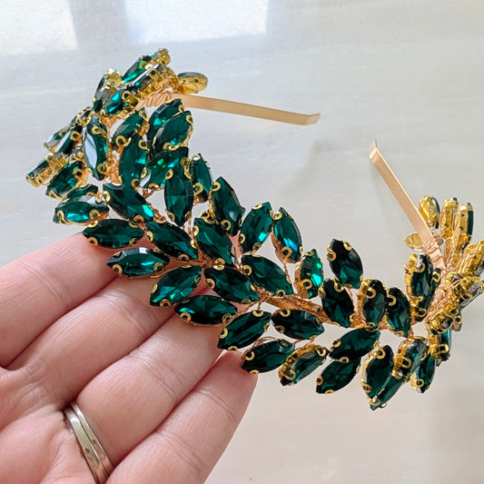 Emerald crystal headband