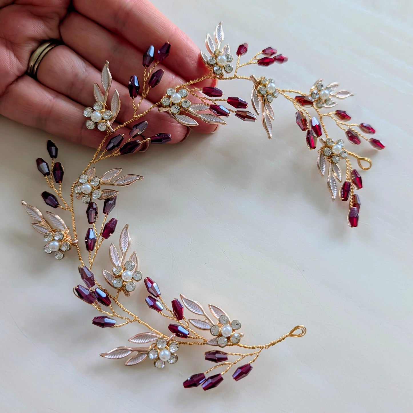 Burgundy Crystal Hair Vine