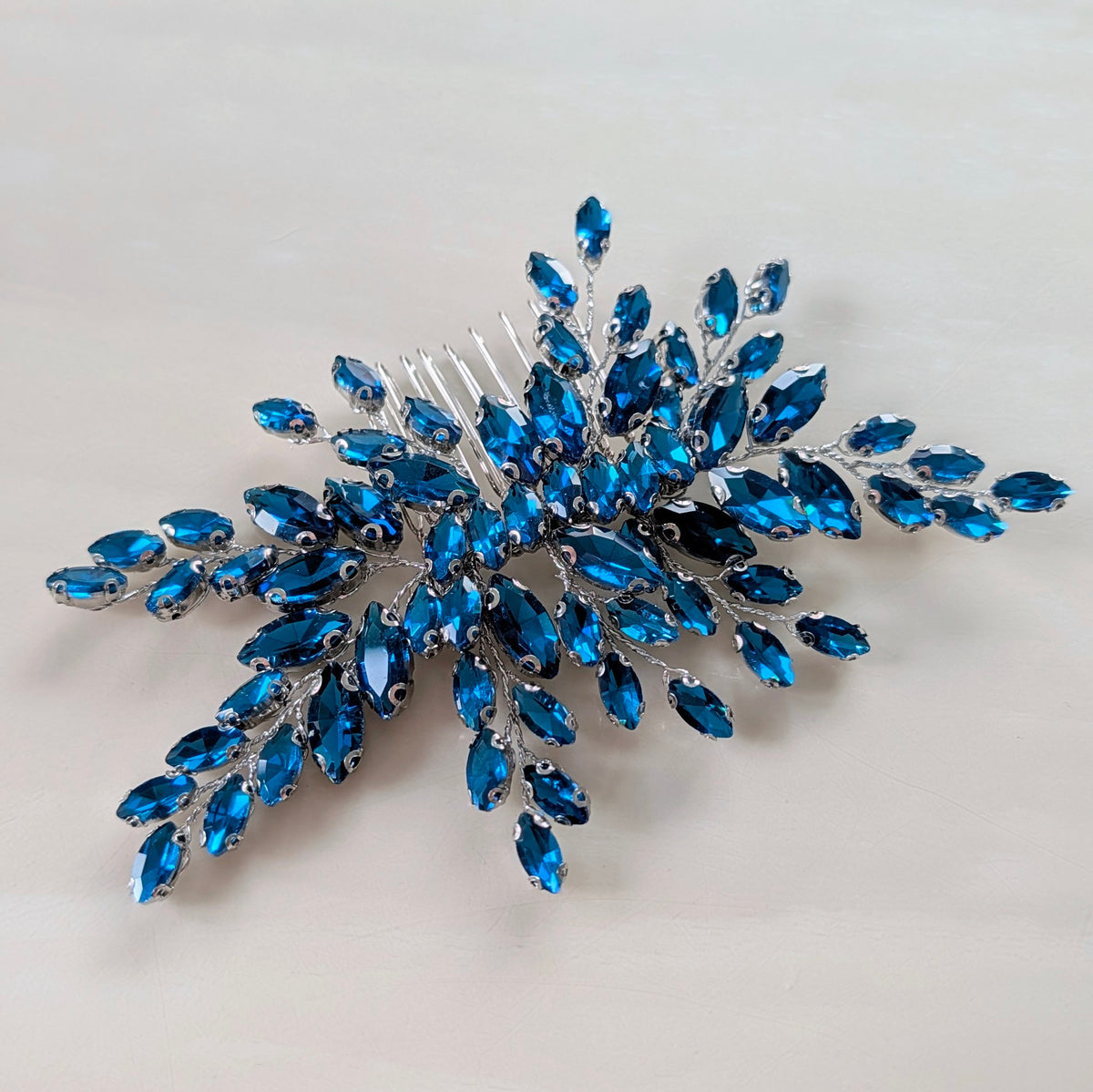 Teal Crystal Hair Comb