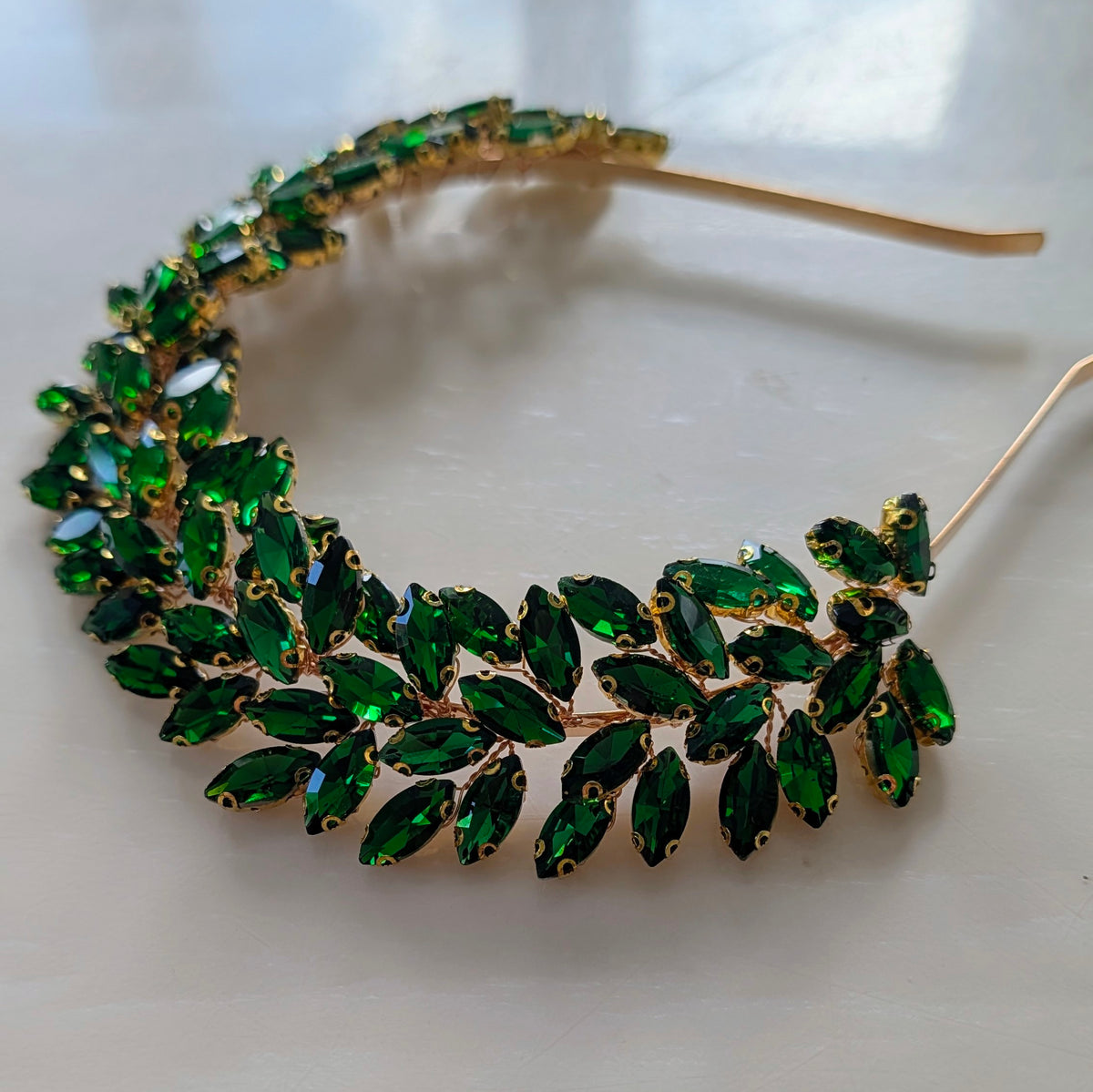 Peridot Green Crystal Crown Headband