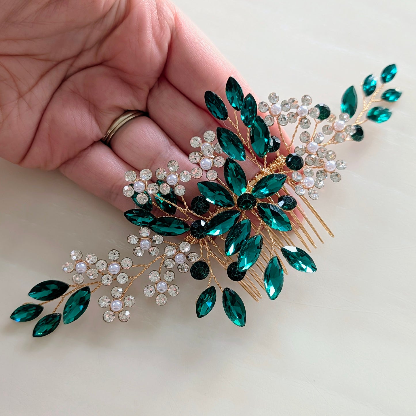 Emerald Green Crystal Hair Comb