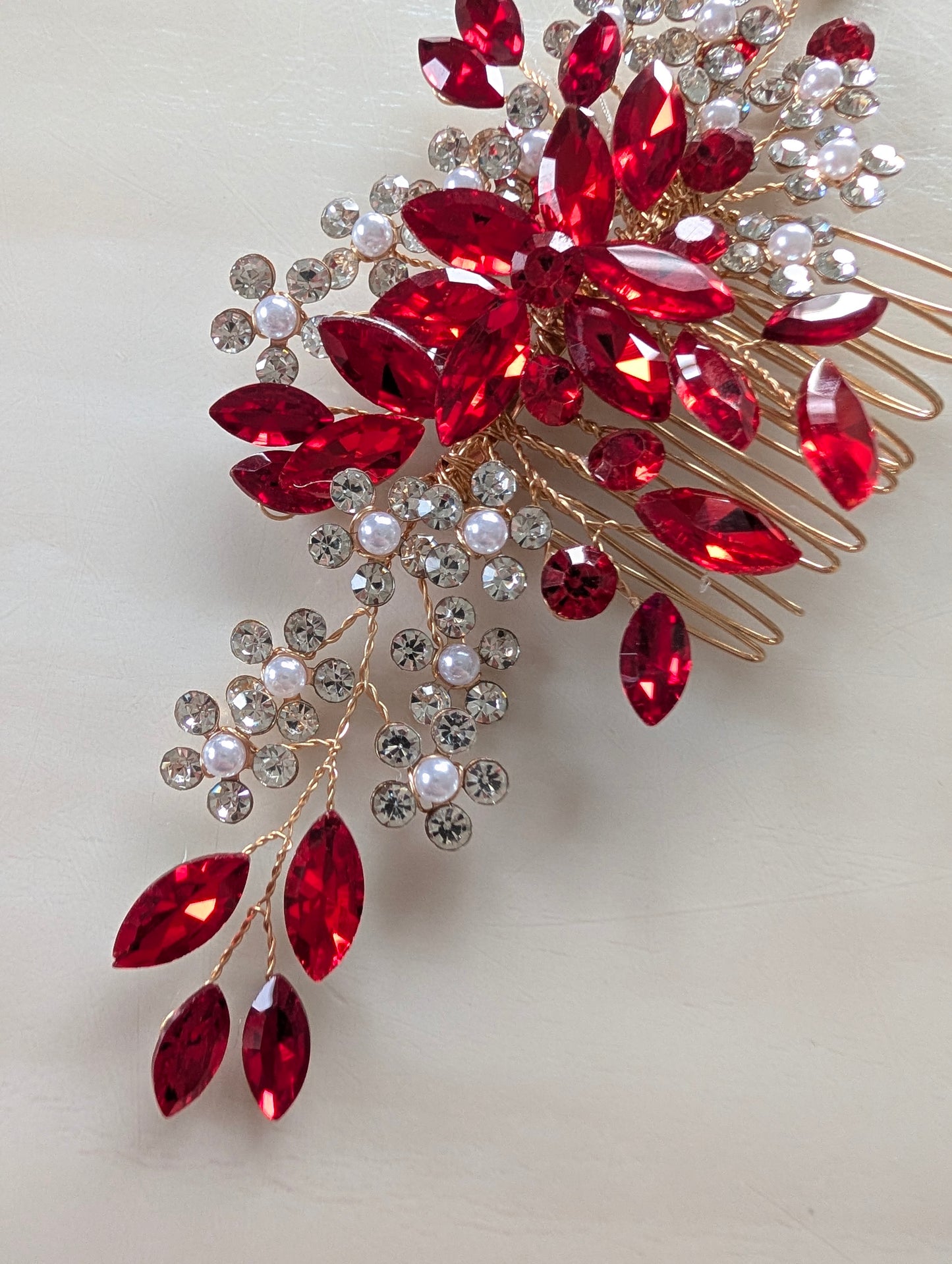 Red Crystal Hair Comb