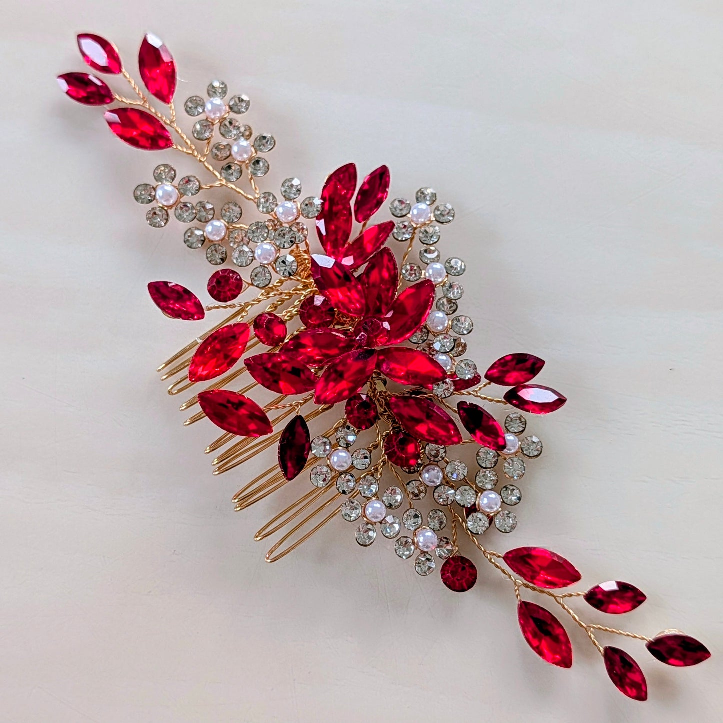 Red Crystal Hair Comb