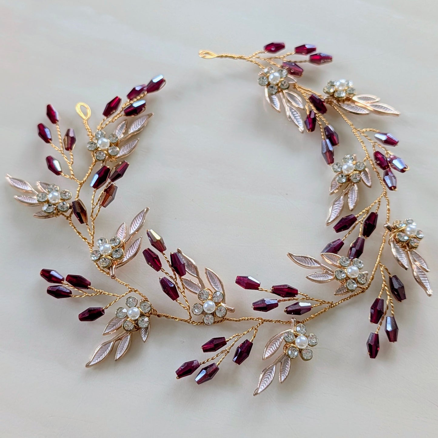 Burgundy Crystal Hair Vine