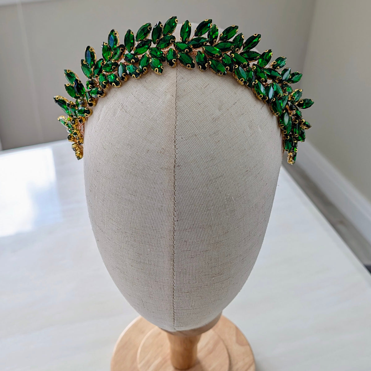 Peridot Green Crystal Crown Headband