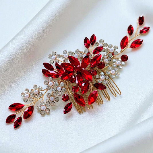 Red Crystal Hair Comb