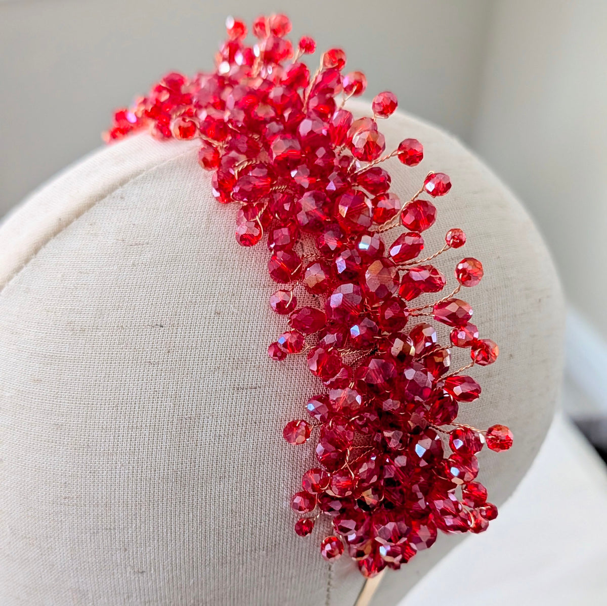 Vibrant red crystal headband