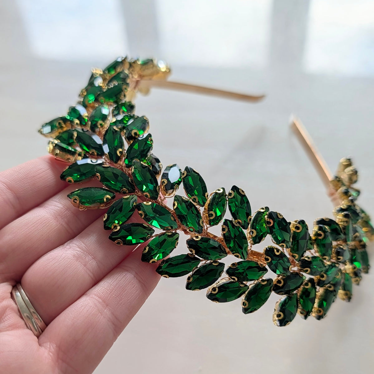 Peridot Green Crystal Crown Headband
