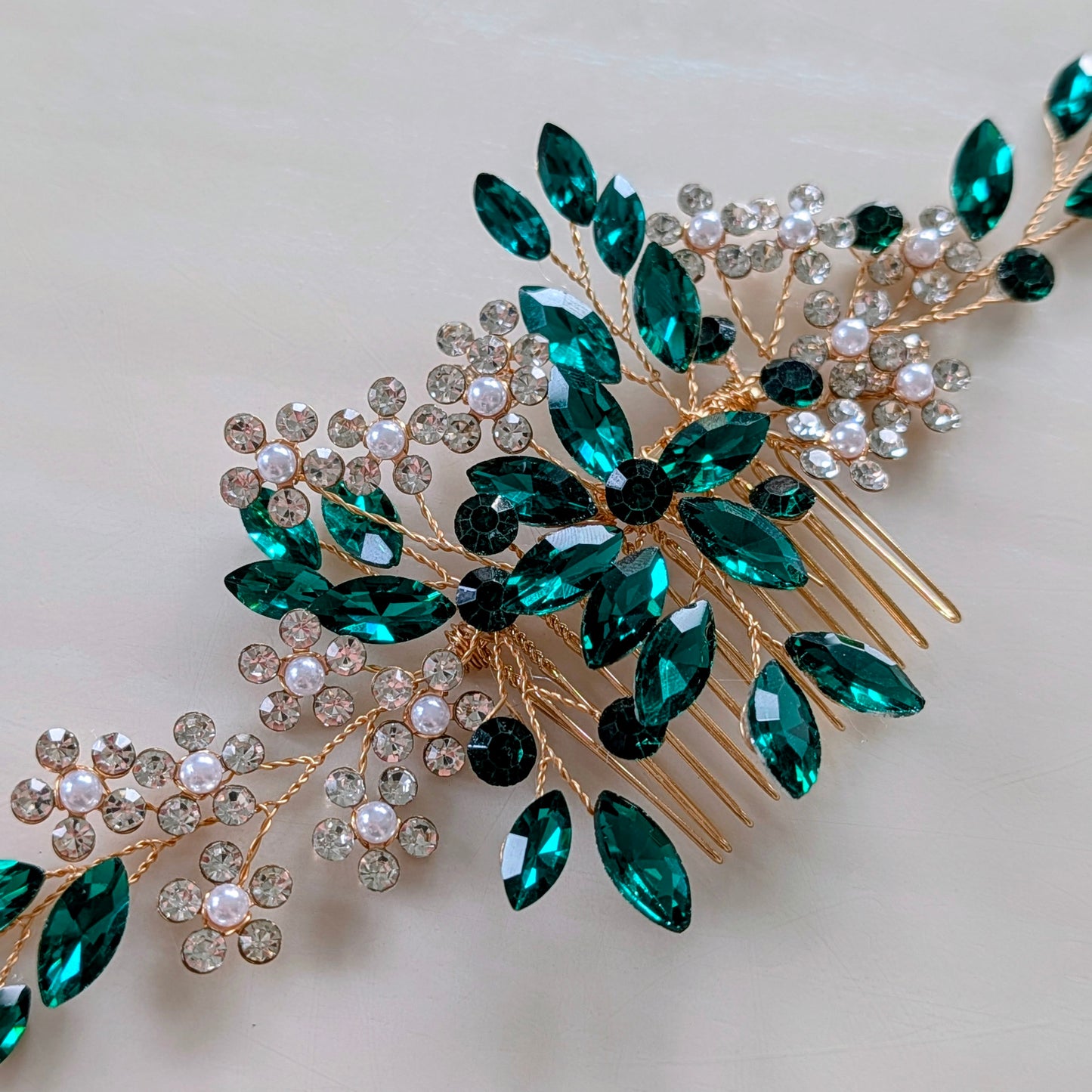 Emerald Green Crystal Hair Comb