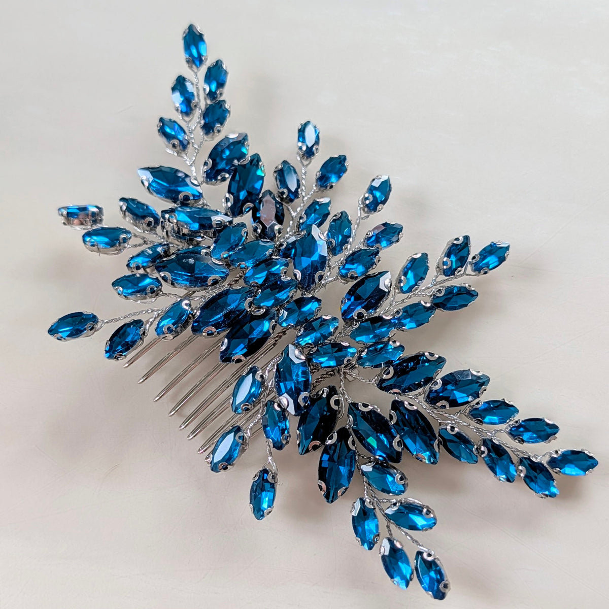 Teal Crystal Hair Comb
