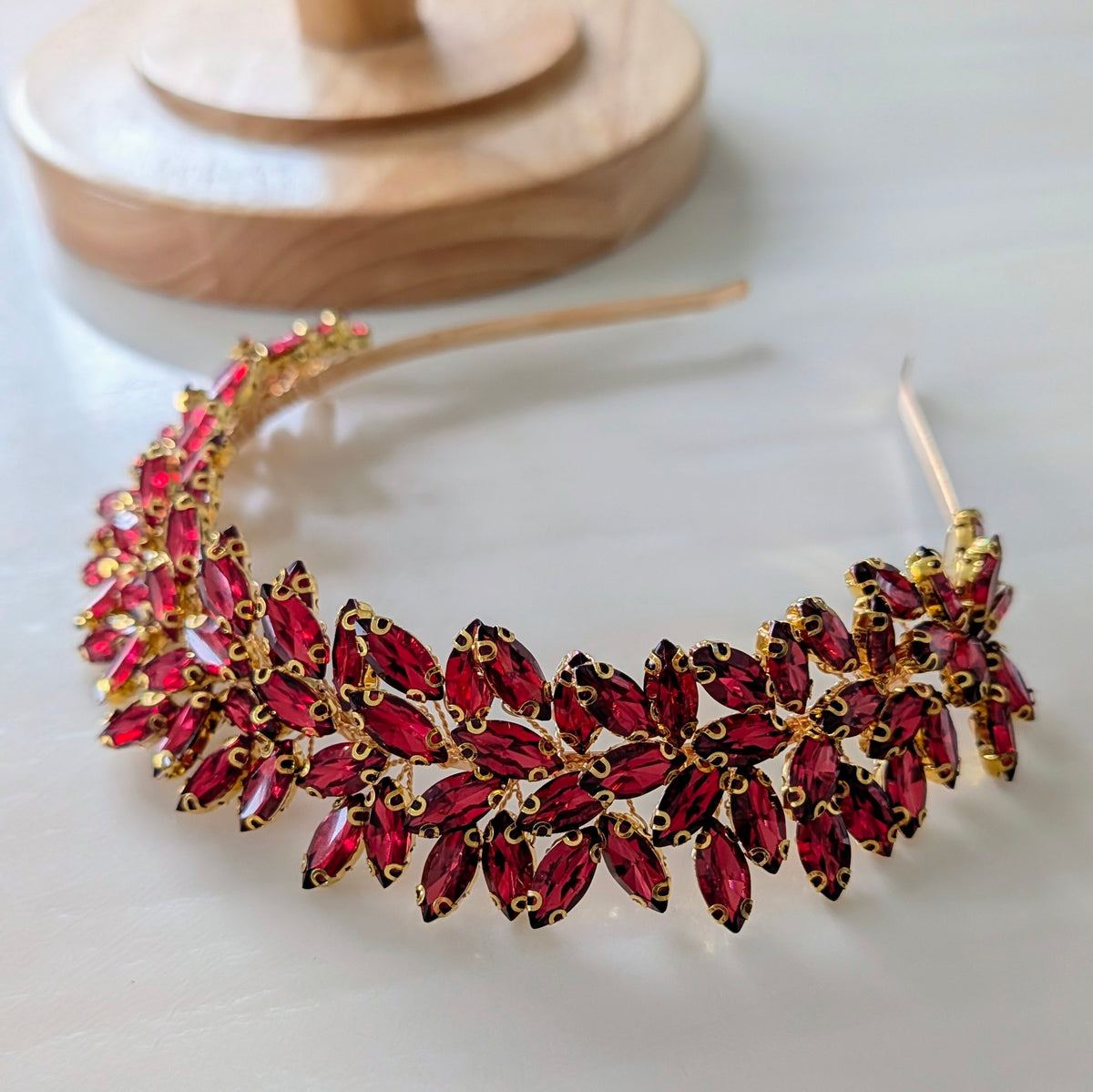 Wine Red Crystal Statement Headband