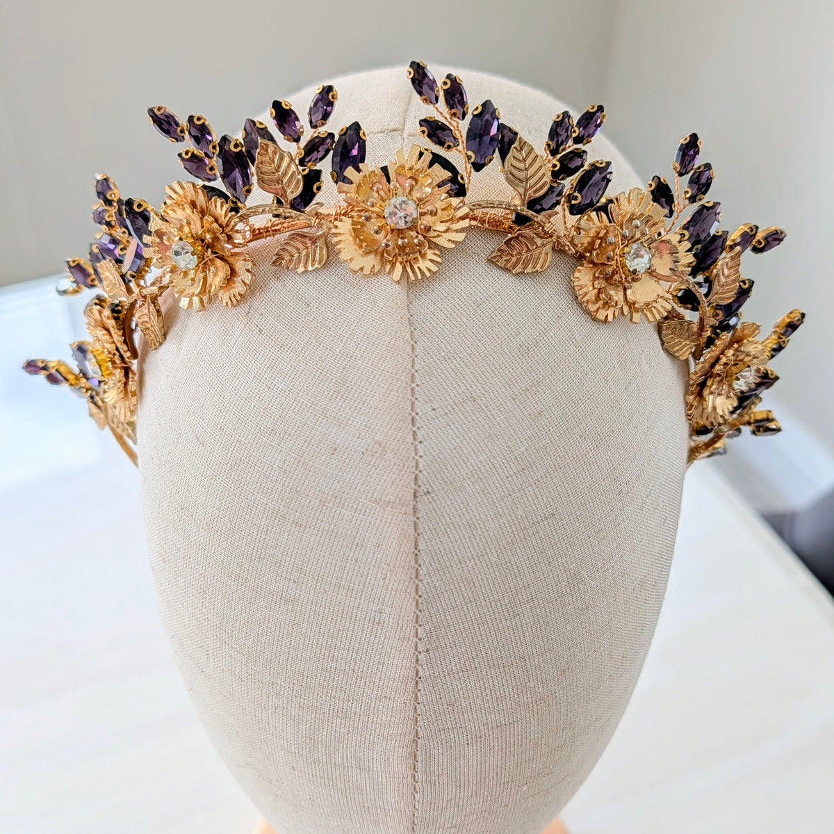 Eclipse Crown – Purple Crystal & Gold Floral Headband