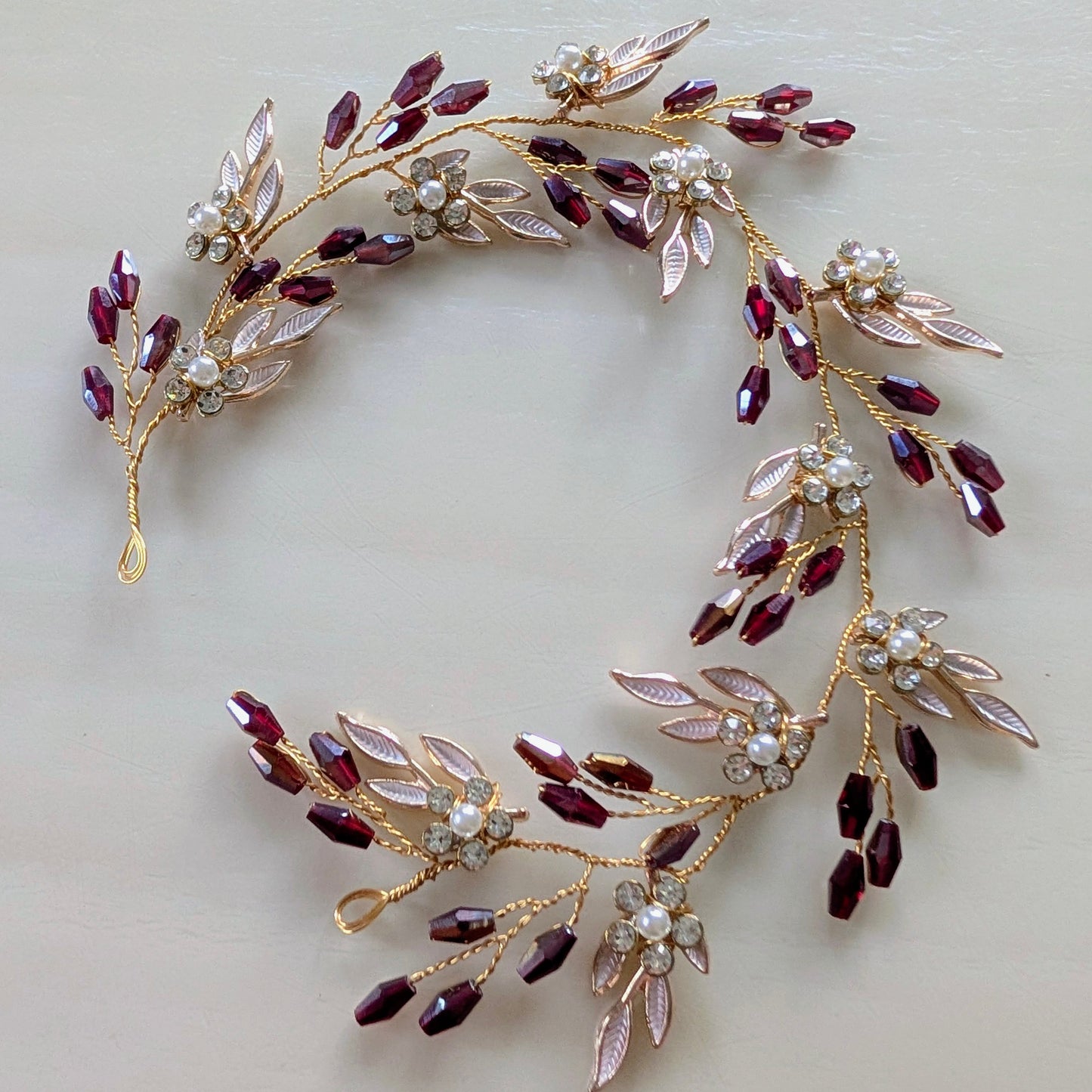 Burgundy Crystal Hair Vine