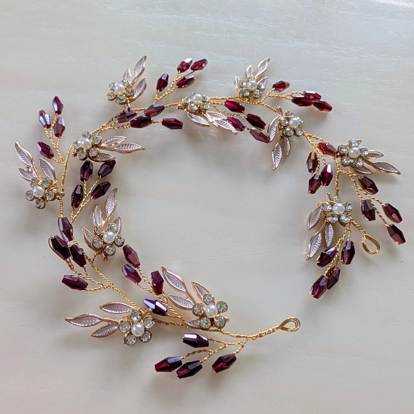 Burgundy Crystal Hair Vine