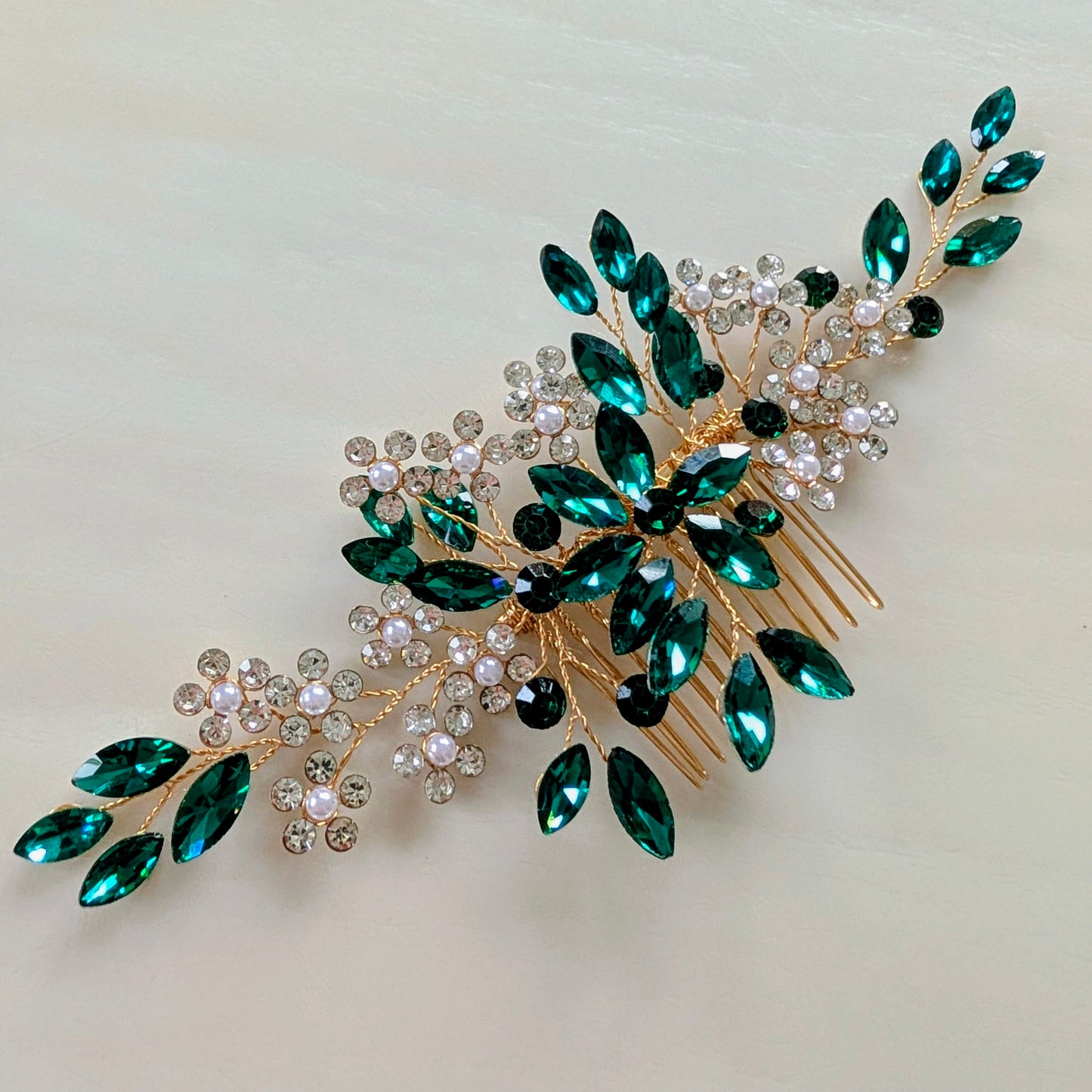 Emerald Green Crystal Hair Comb