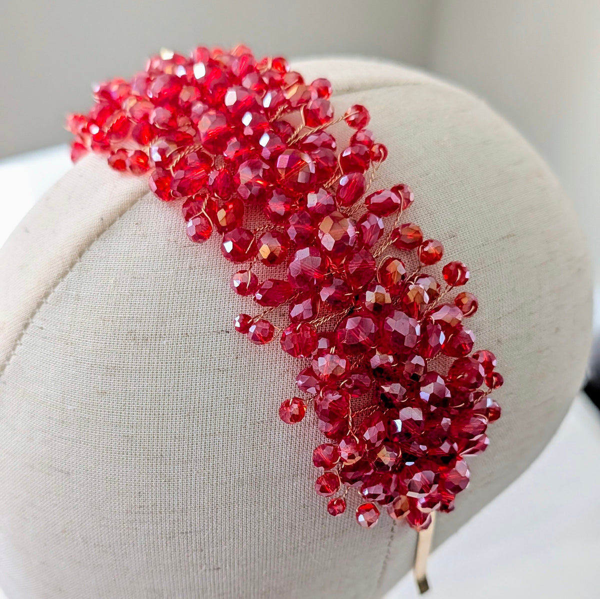 Vibrant red crystal headband