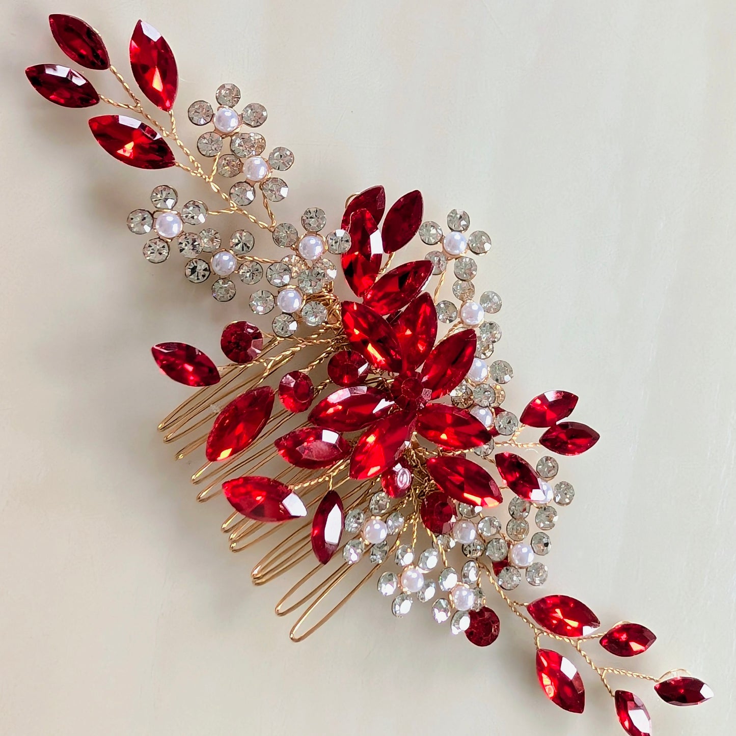 Red Crystal Hair Comb