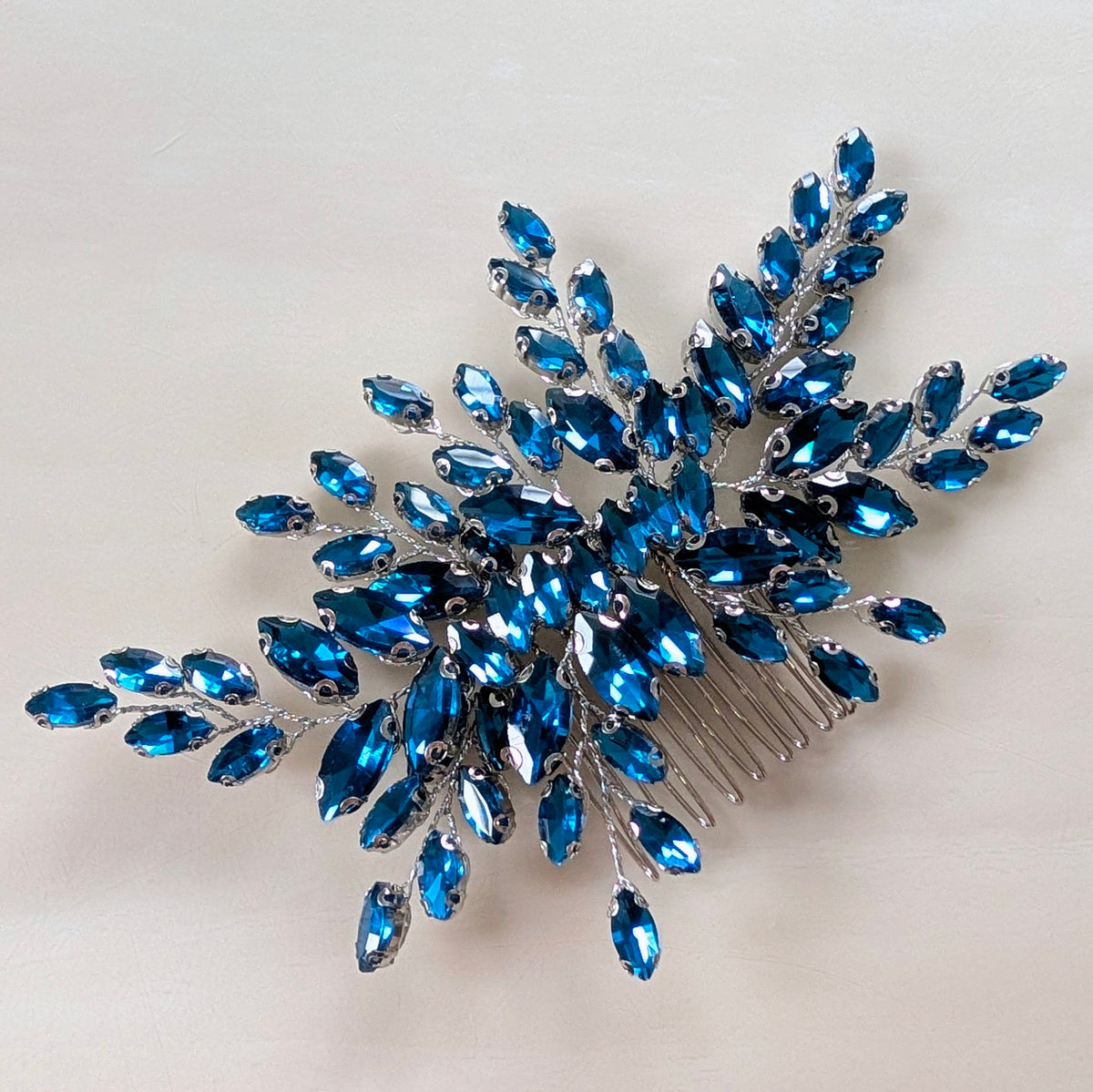 Teal Crystal Hair Comb