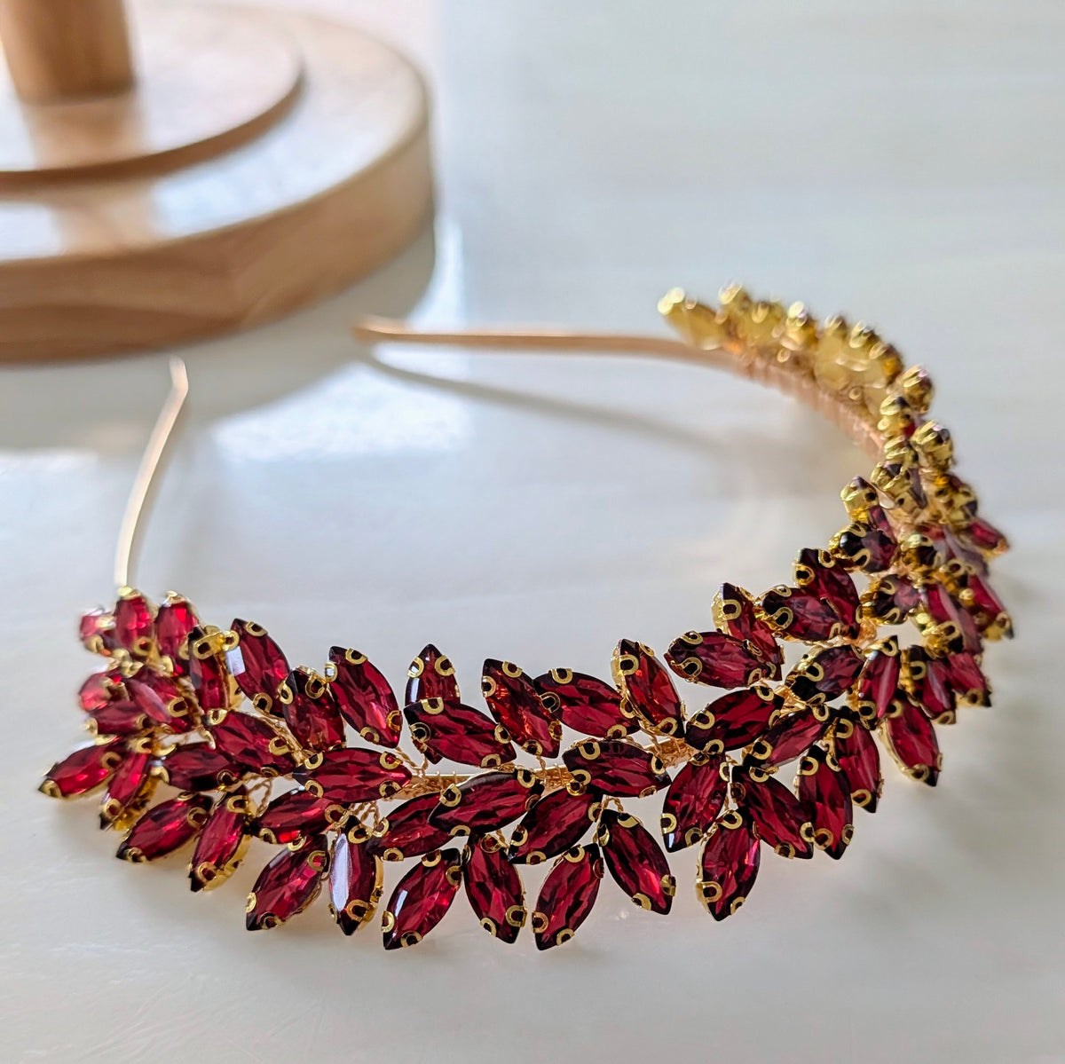 Wine Red Crystal Statement Headband