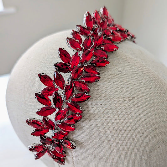 Vibrant red crystal headband